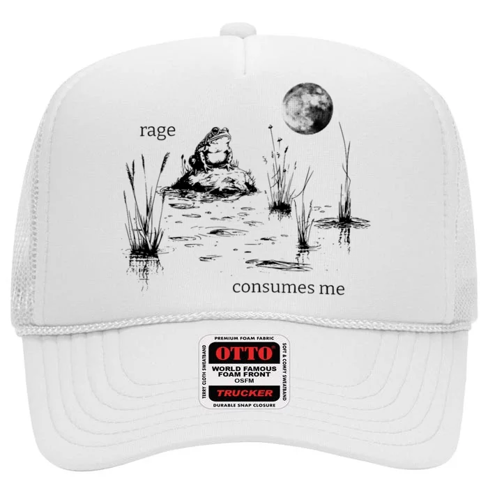 Rage Consumes Me Frog Funny High Crown Mesh Trucker Hat