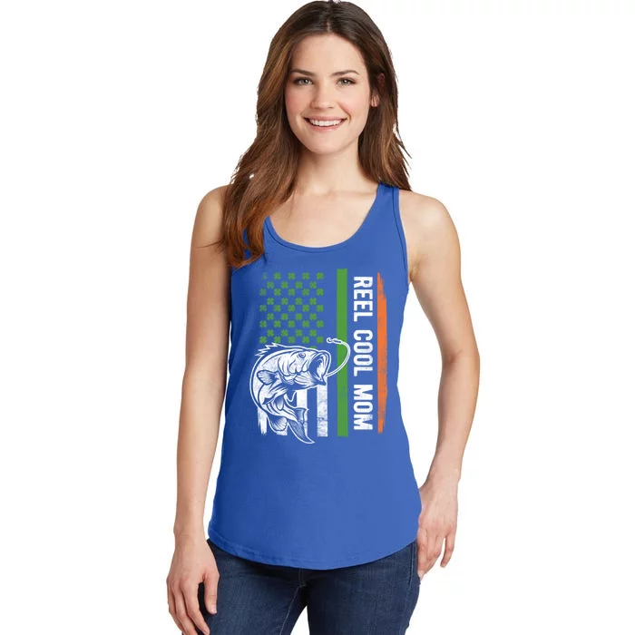 Reel Cool Mom St Patrick's Day Irish American Flag Gift Ladies Essential Tank