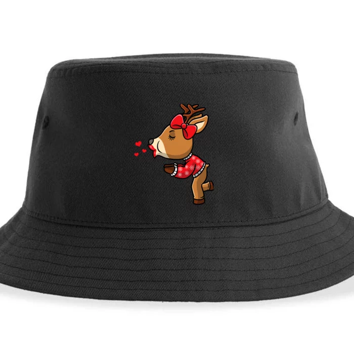 Reindeer Christmas Matching Couple Sustainable Bucket Hat