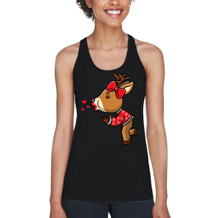 Reindeer Christmas Matching Couple Women's Racerback Tank