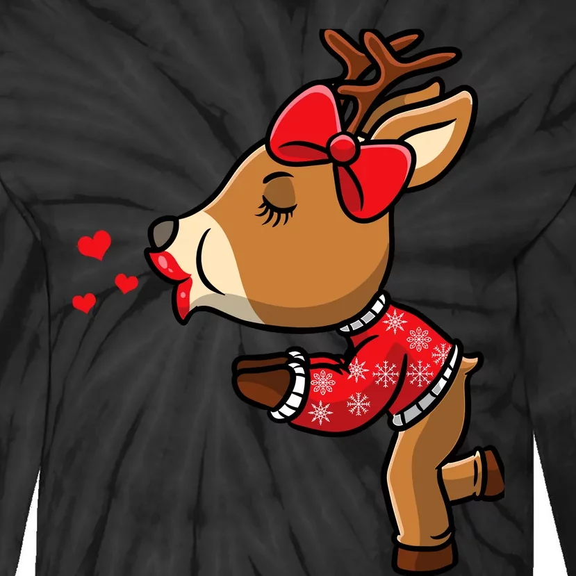 Reindeer Christmas Matching Couple Tie-Dye Long Sleeve Shirt