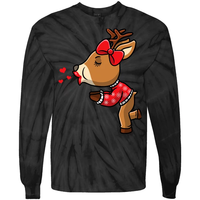 Reindeer Christmas Matching Couple Tie-Dye Long Sleeve Shirt