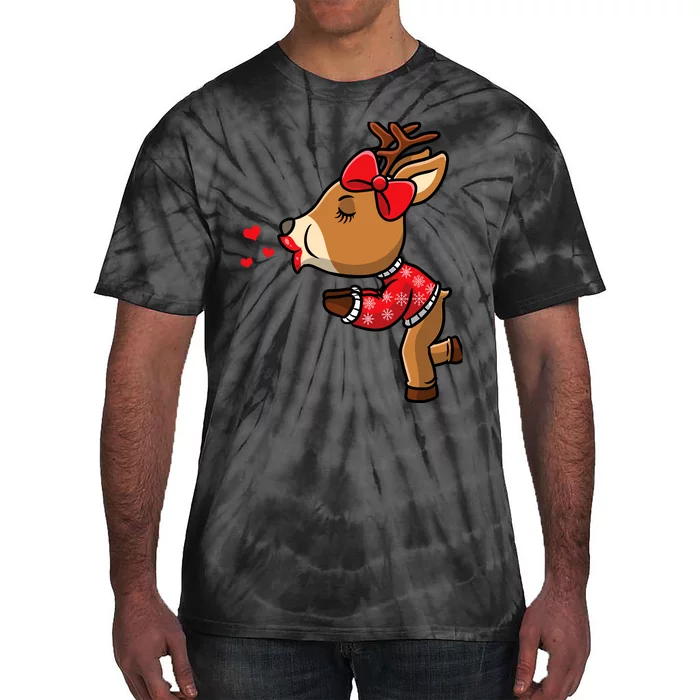 Reindeer Christmas Matching Couple Tie-Dye T-Shirt