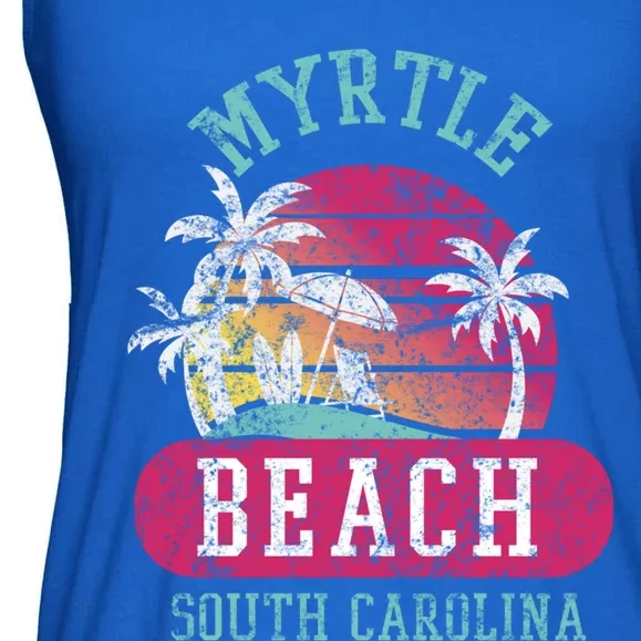 Retro Cool Myrtle Beach Sc Distressed Sunset Great Gift Ladies Essential Flowy Tank