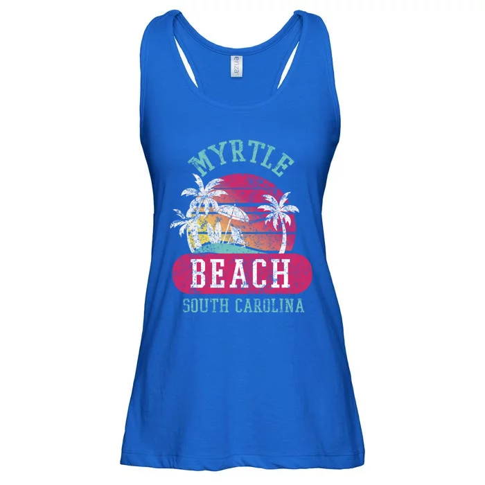 Retro Cool Myrtle Beach Sc Distressed Sunset Great Gift Ladies Essential Flowy Tank