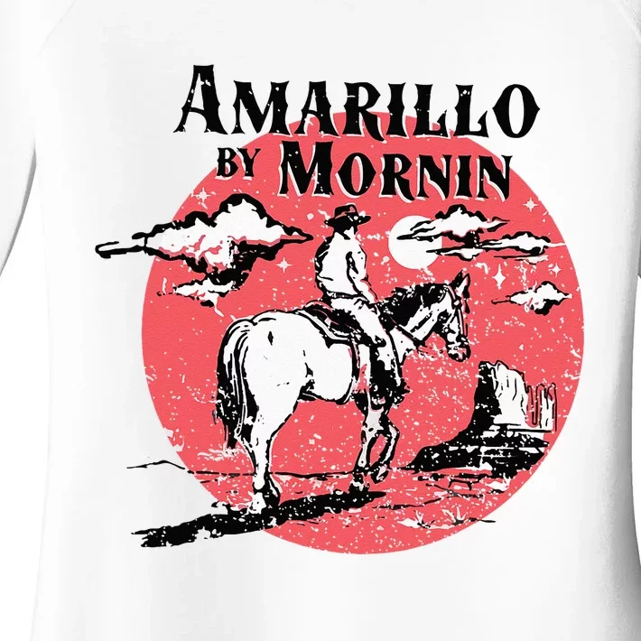 Retro Country Music Amarillo By Morning Western Cowboy Gift Women's Perfect Tri Tunic Long Sleeve Shirt