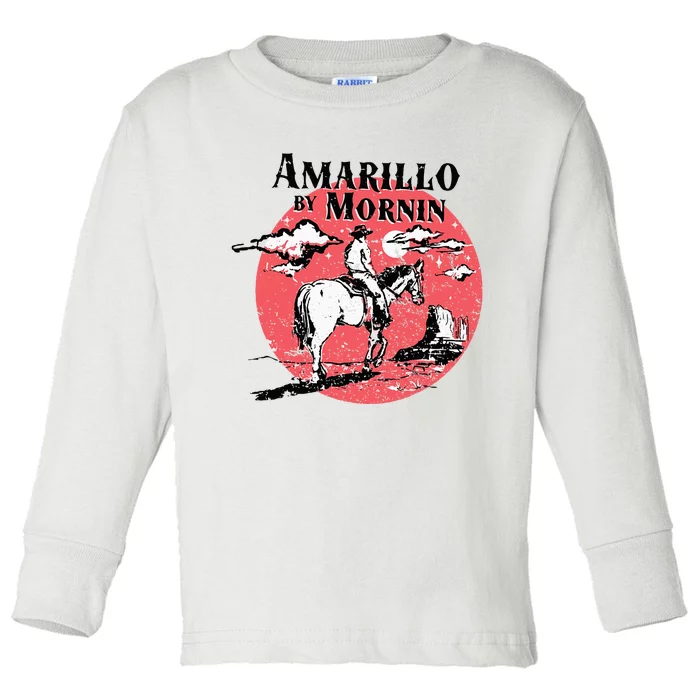 Retro Country Music Amarillo By Morning Western Cowboy Gift Toddler Long Sleeve Shirt