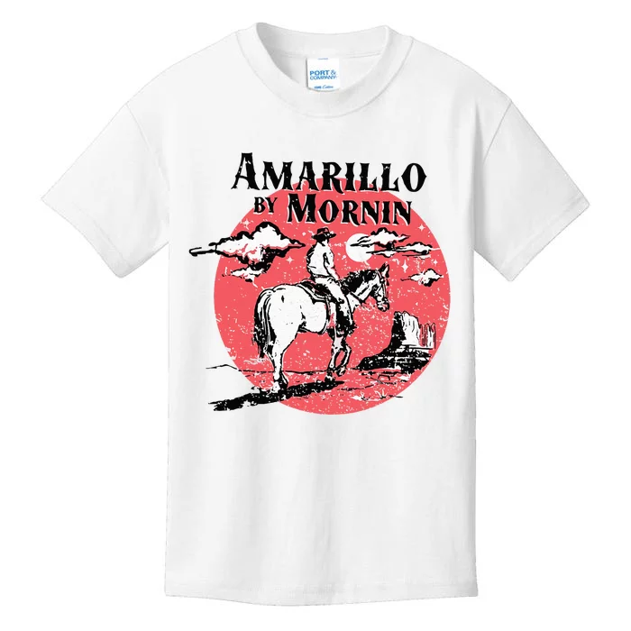 Retro Country Music Amarillo By Morning Western Cowboy Gift Kids T-Shirt