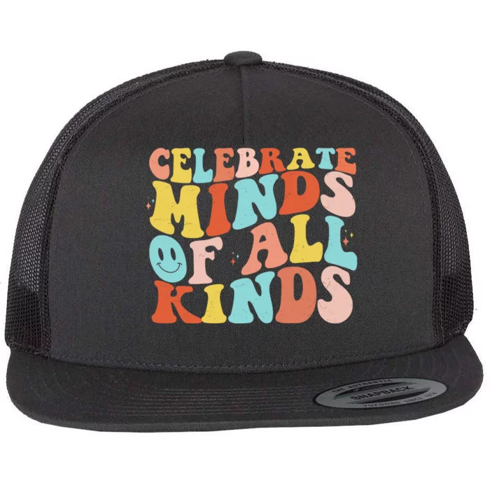 Retro Celebrate Minds Of All Kinds Flat Bill Trucker Hat