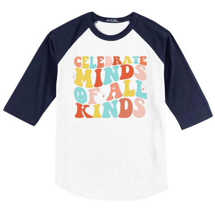 Retro Celebrate Minds Of All Kinds Baseball Sleeve Shirt