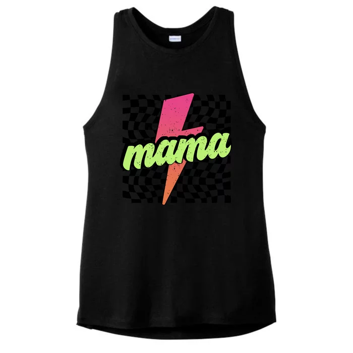 Retro Checkered Mama Ladies Tri-Blend Wicking Tank