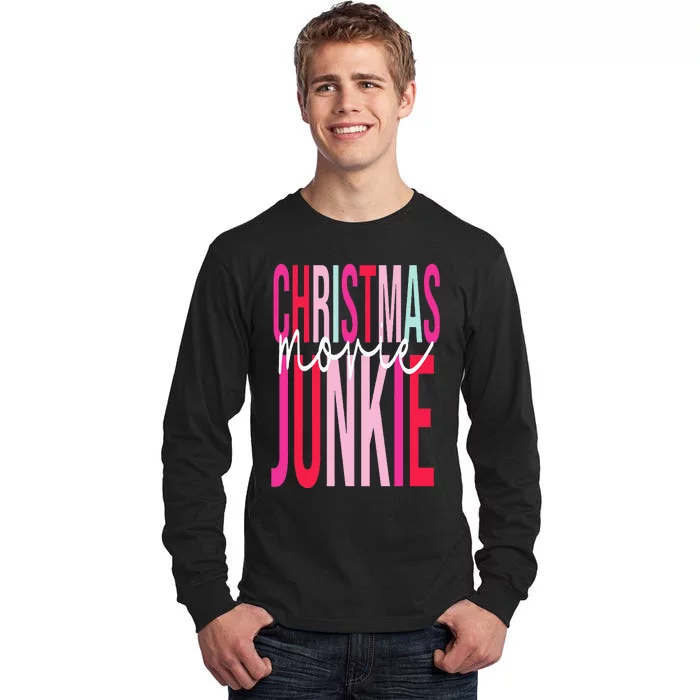 Retro Christmas Movie Junkie Funny Matching Xmas Trees Tall Long Sleeve T-Shirt