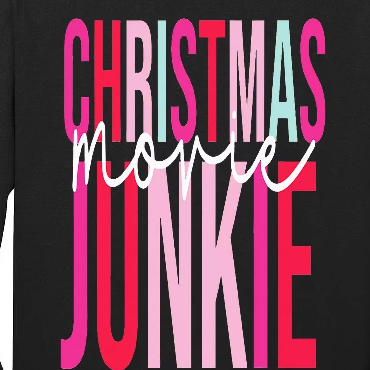 Retro Christmas Movie Junkie Funny Matching Xmas Trees Tall Long Sleeve T-Shirt