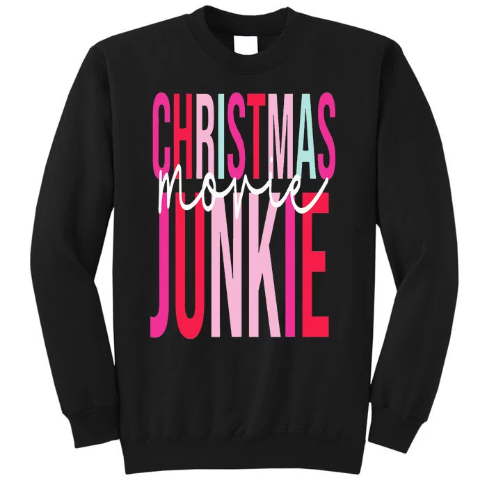 Retro Christmas Movie Junkie Funny Matching Xmas Trees Tall Sweatshirt