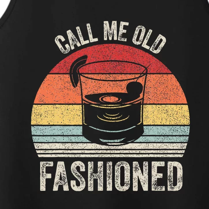 Retro Call Me Old Fashioned Whiskey Wisconsin Performance Tank