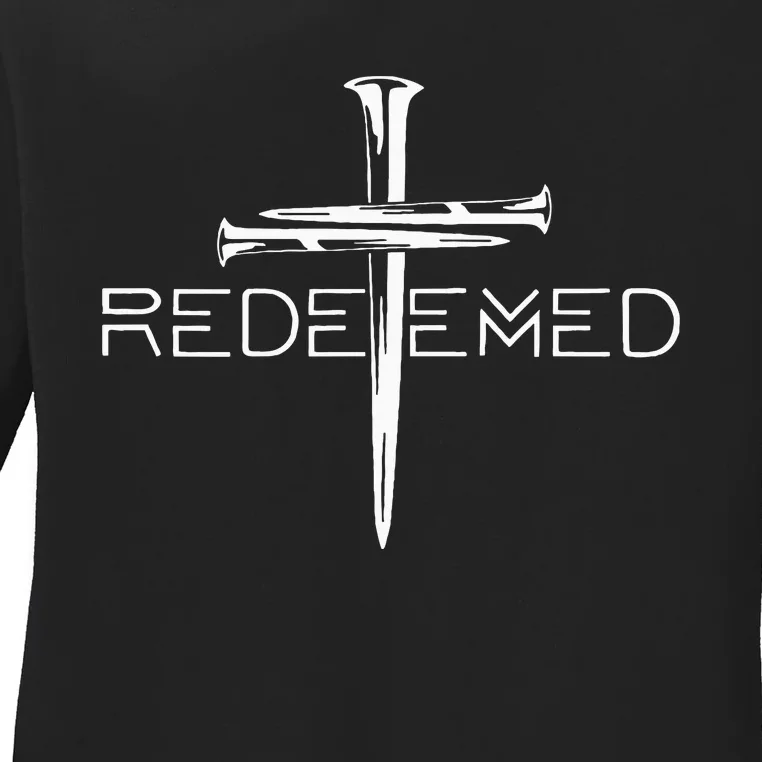 Redeemed Cross Nails Christian Apparel Christian Ladies Long Sleeve Shirt