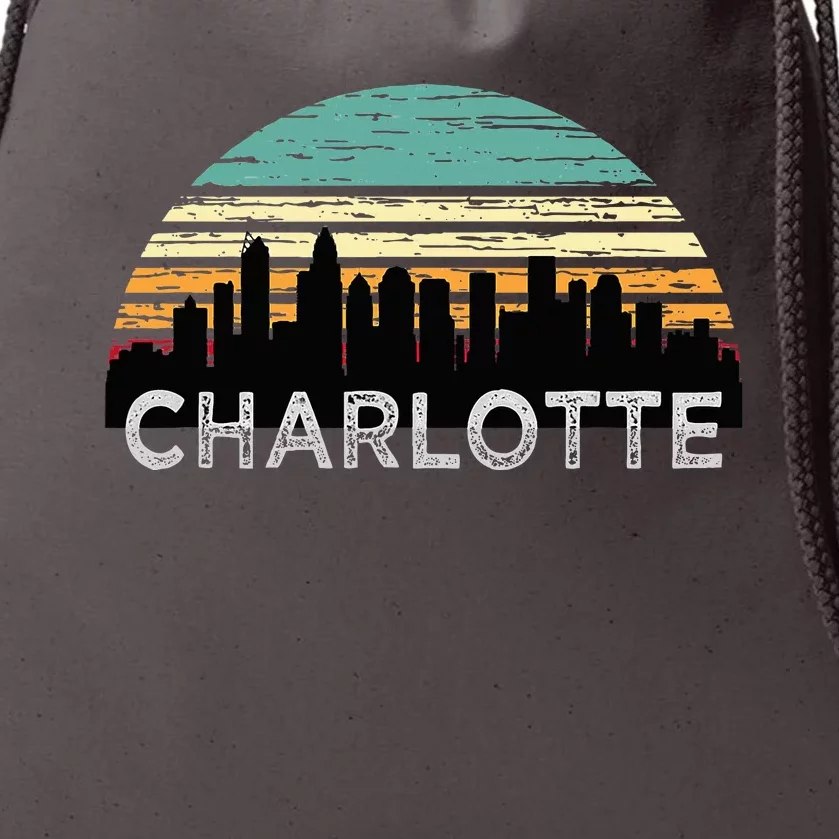 Retro Charlotte North Carolina Print Skyline Drawstring Bag