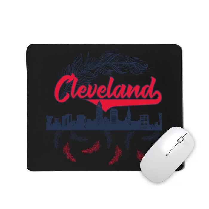 Retro Cleveland Native American Tribe Feathers Gift Mousepad