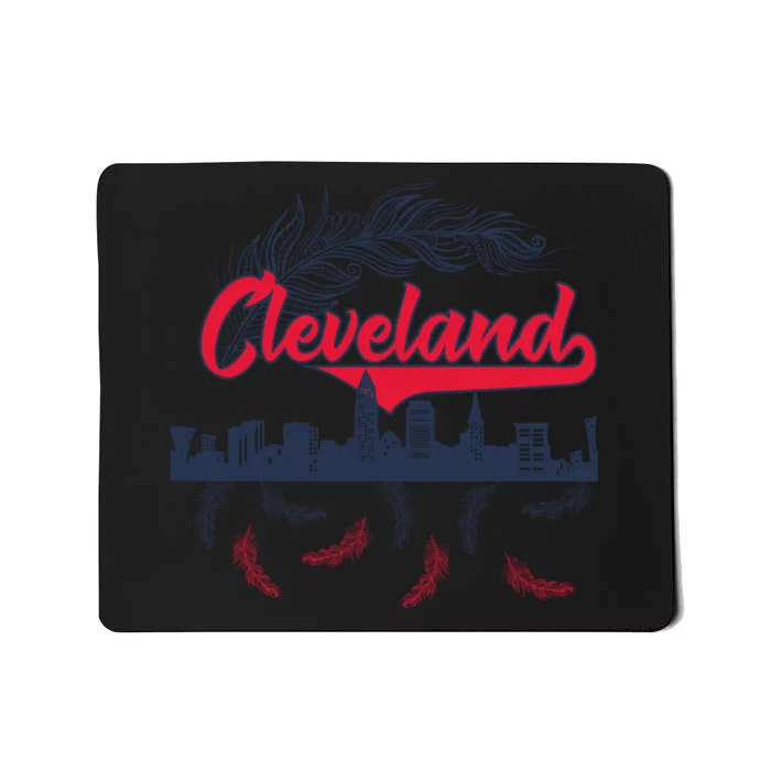 Retro Cleveland Native American Tribe Feathers Gift Mousepad