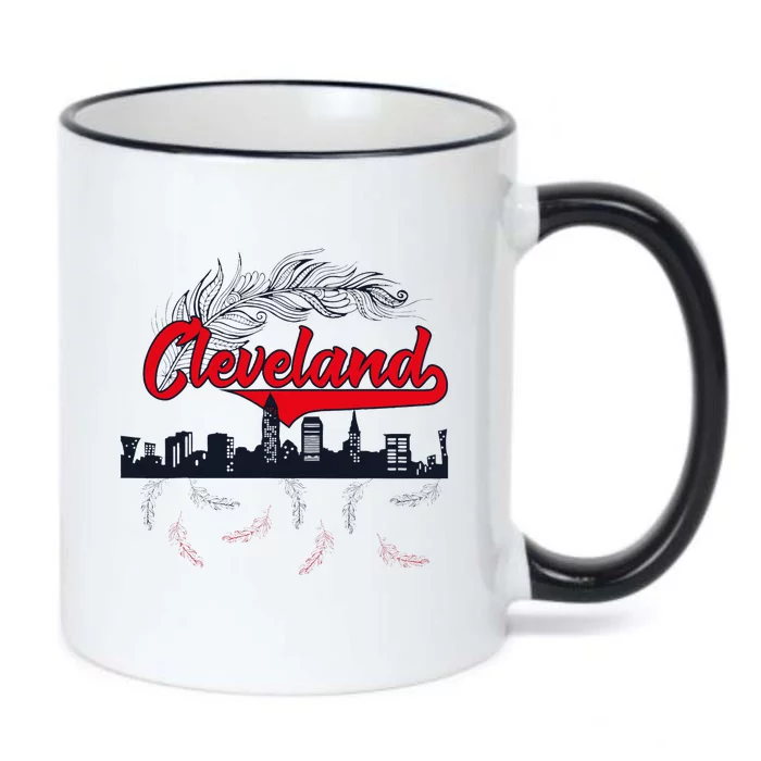 Retro Cleveland Native American Tribe Feathers Gift Black Color Changing Mug