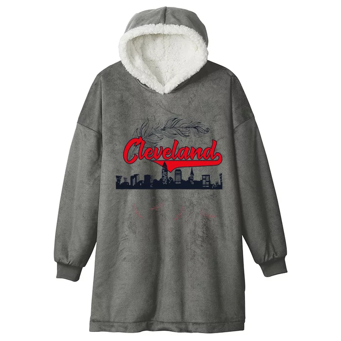 Retro Cleveland Native American Tribe Feathers Gift Hooded Wearable Blanket