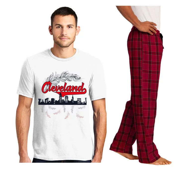 Retro Cleveland Native American Tribe Feathers Gift Pajama Set