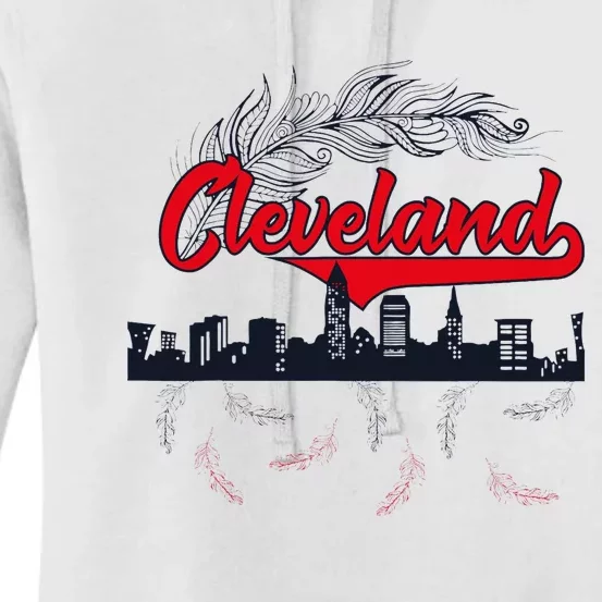 Retro Cleveland Native American Tribe Feathers Gift Women's Pullover Hoodie