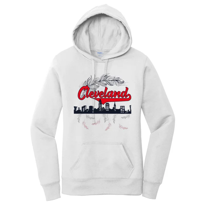 Retro Cleveland Native American Tribe Feathers Gift Women's Pullover Hoodie