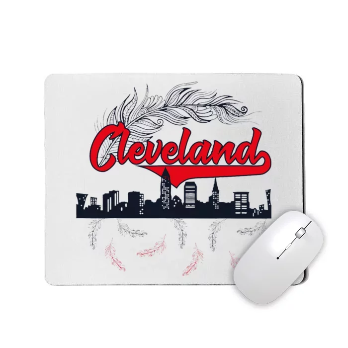 Retro Cleveland Native American Tribe Feathers Gift Mousepad