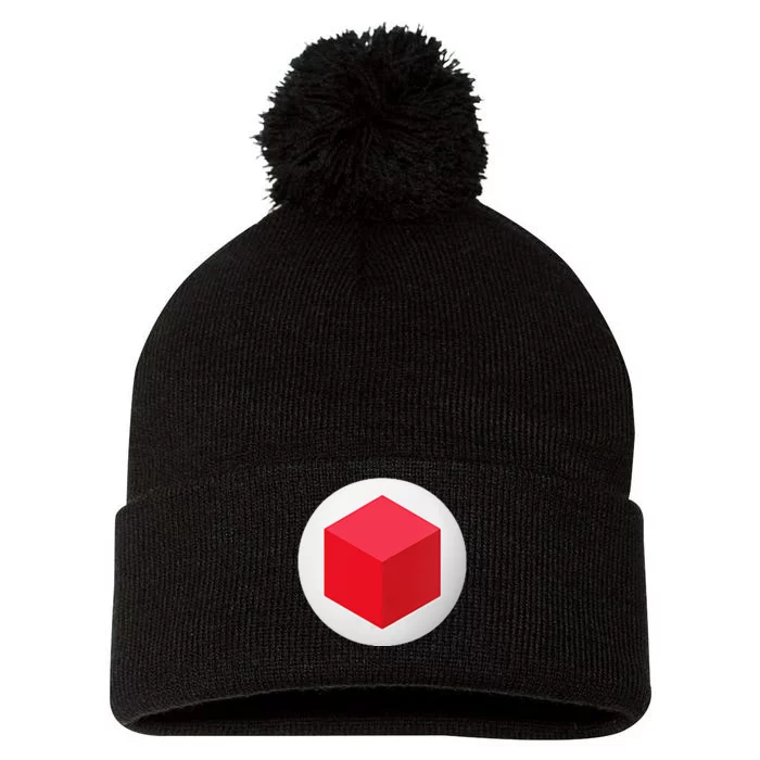 Red Cube Next Level Pom Pom 12in Knit Beanie