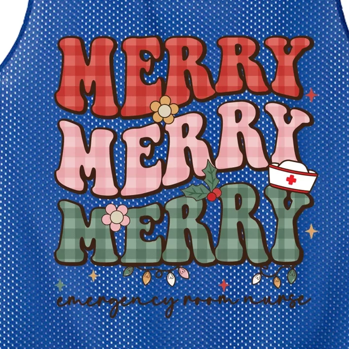 Retro Christmas Nurse Merry Emergency Room Er Nurse Nursing Cute Gift Mesh Reversible Basketball Jersey Tank