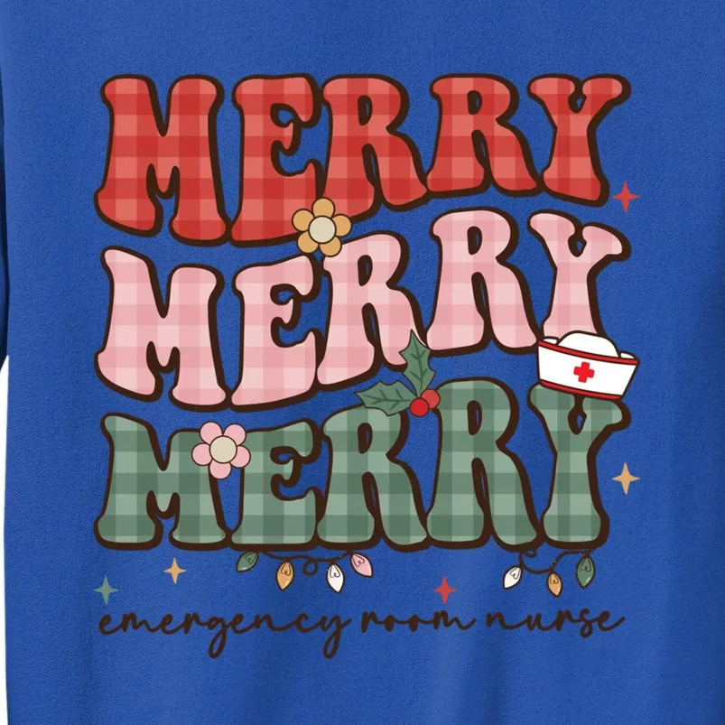 Retro Christmas Nurse Merry Emergency Room Er Nurse Nursing Cute Gift Tall Sweatshirt