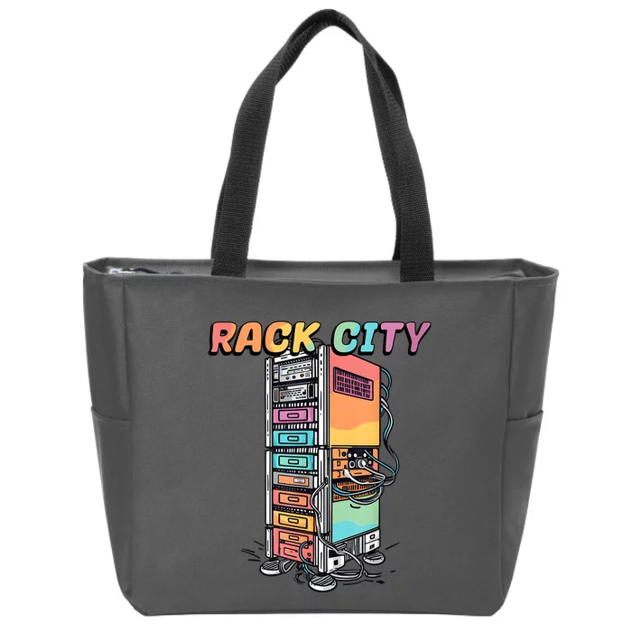 Rack City Network Server Rack Network Engineer Homelab Zip Tote Bag