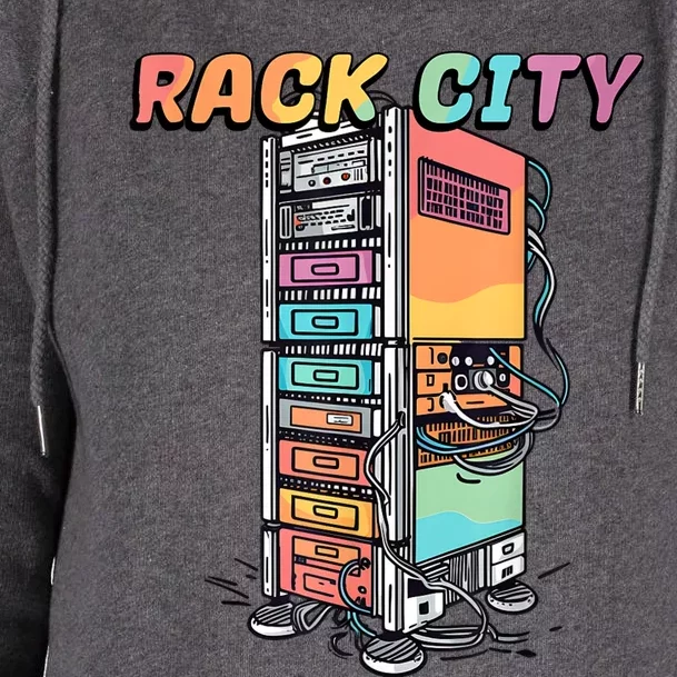 Rack City Network Server Rack Network Engineer Homelab Womens Funnel Neck Pullover Hood