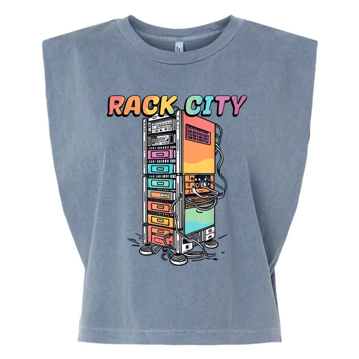 Rack City Network Server Rack Network Engineer Homelab Garment-Dyed Women's Muscle Tee