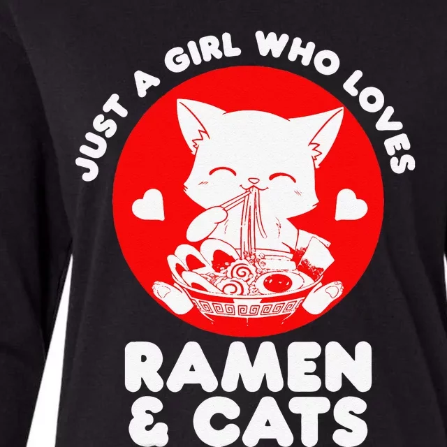 Ra Cat Neko Kawaii Anime Japanese Noodle Otaku Womens Cotton Relaxed Long Sleeve T-Shirt