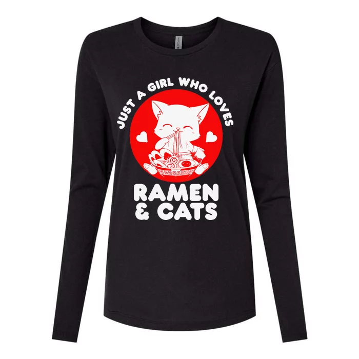 Ra Cat Neko Kawaii Anime Japanese Noodle Otaku Womens Cotton Relaxed Long Sleeve T-Shirt