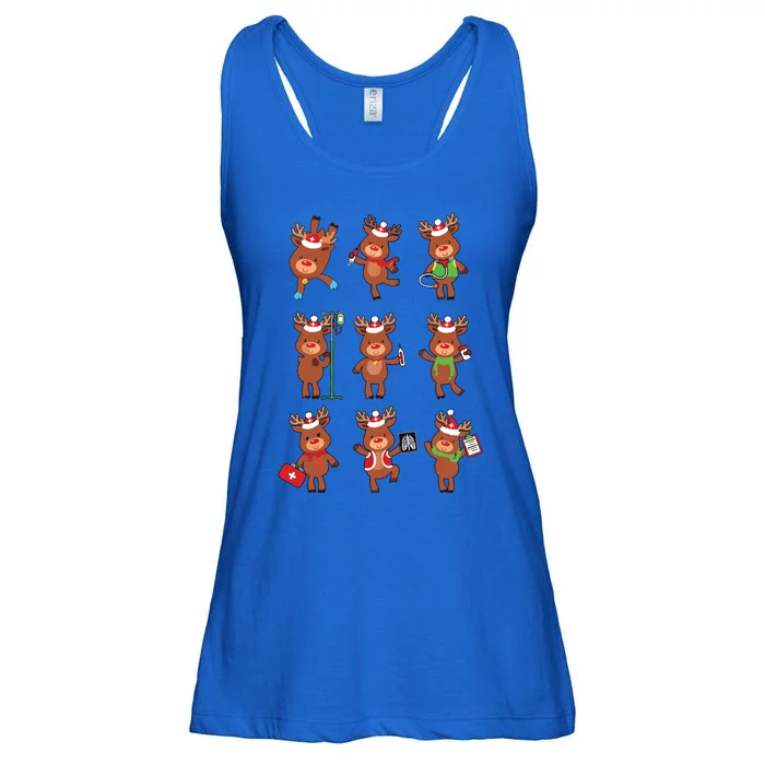 Retro Christmas Nurse Reindeers Xmas Team Group Winter Women Ladies Essential Flowy Tank