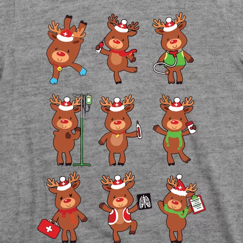 Retro Christmas Nurse Reindeers Xmas Team Group Winter Women T-Shirt