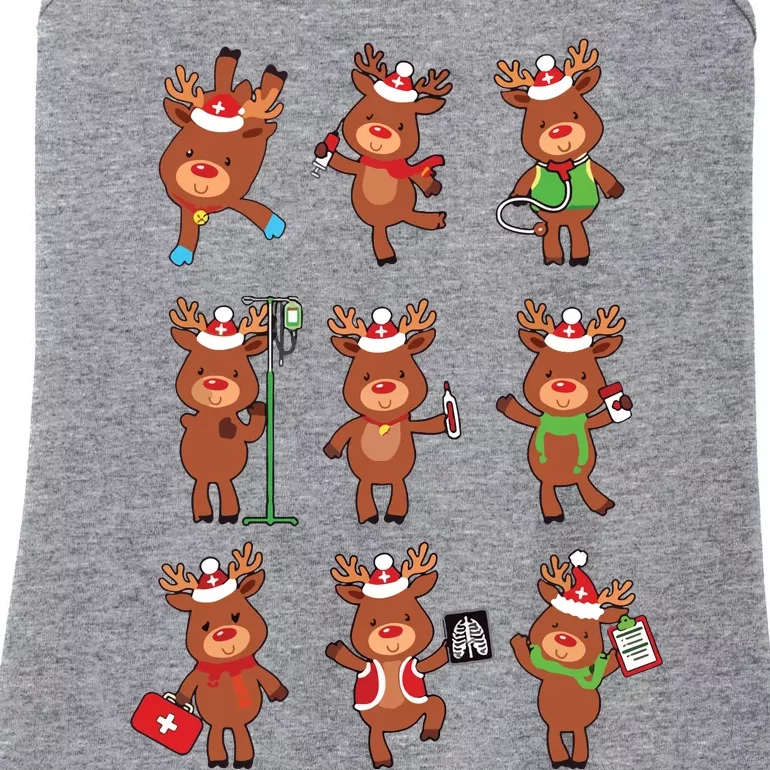 Retro Christmas Nurse Reindeers Xmas Team Group Winter Women Ladies Essential Tank