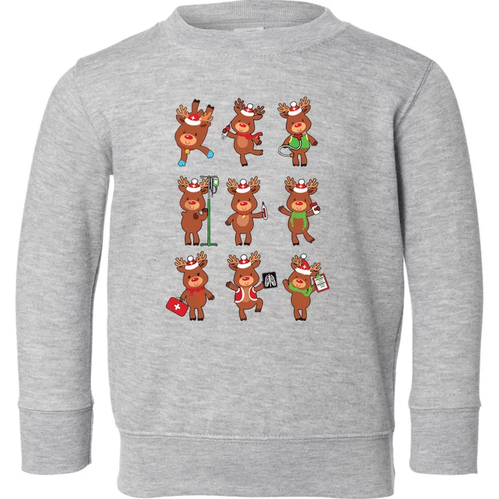 Retro Christmas Nurse Reindeers Xmas Team Group Winter Women Toddler Sweatshirt