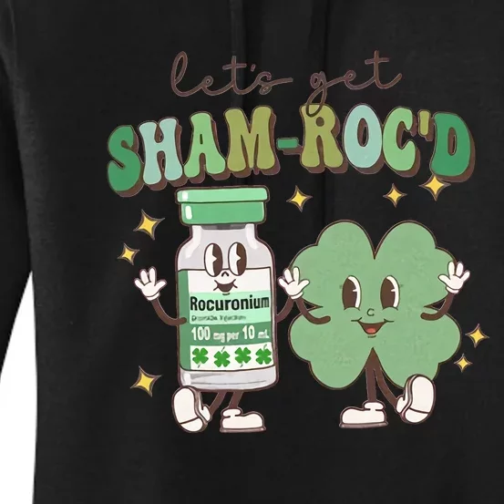 Retro CRNA Nurse Anesthetist St Patricks Day Sham ROC ICU Critical Care Nurse Women's Pullover Hoodie