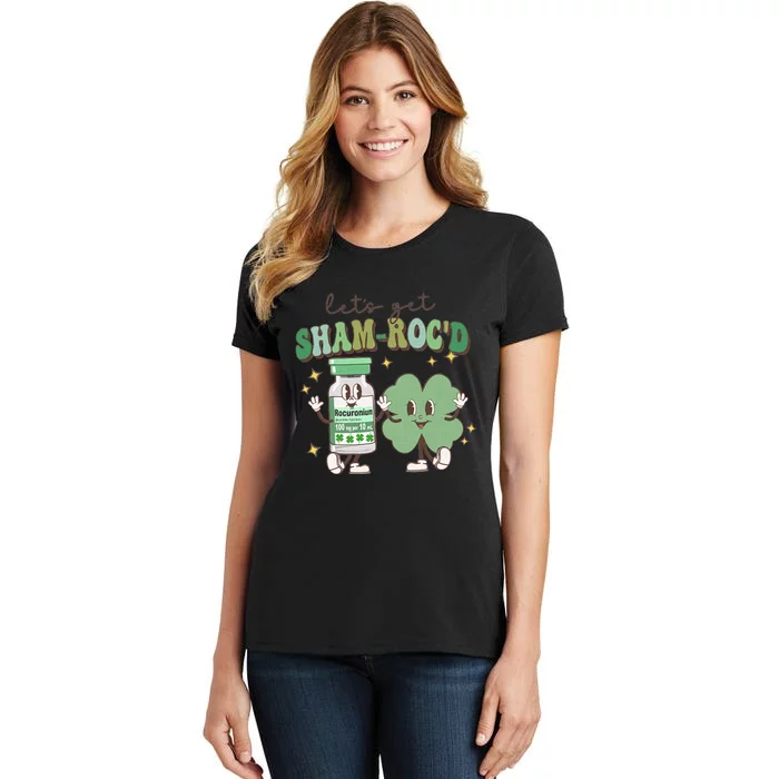 Retro CRNA Nurse Anesthetist St Patricks Day Sham ROC ICU Critical Care Nurse Women's T-Shirt