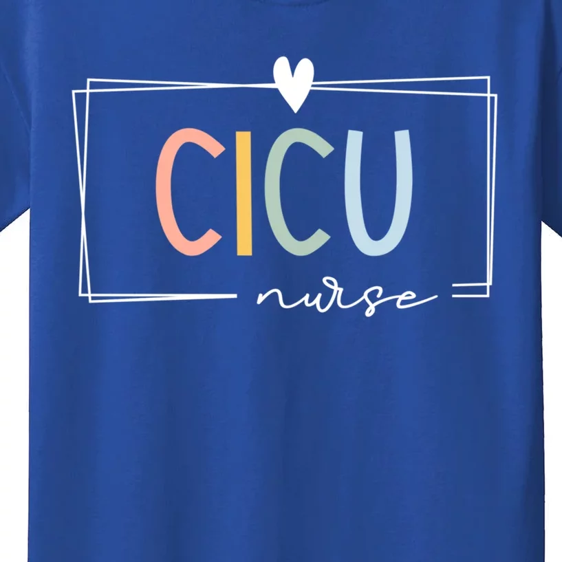 Retro Cicu Nurse Cardiac Icu Rainbow Team Pediatric Cardiac Cool Gift Kids T-Shirt