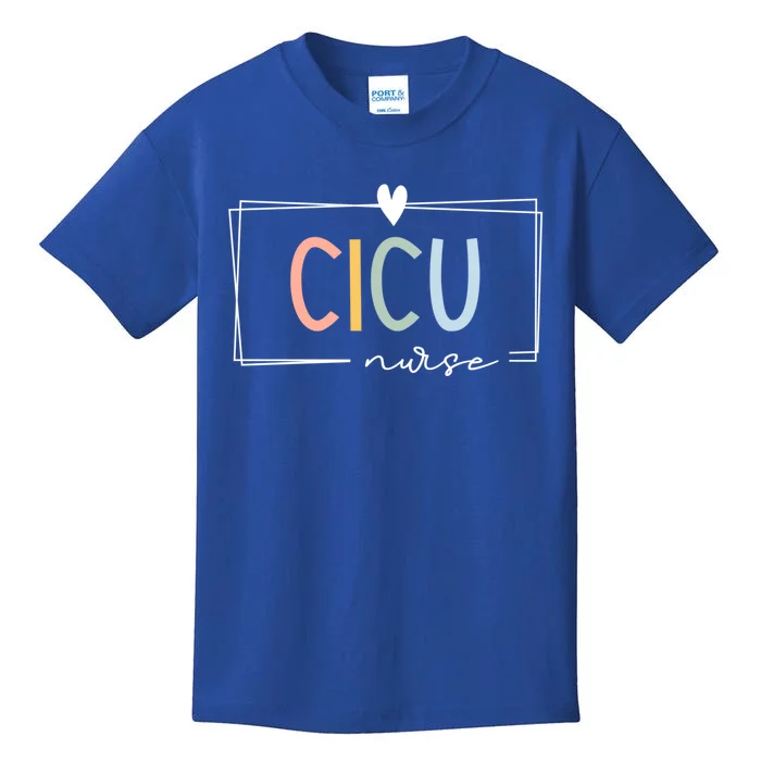 Retro Cicu Nurse Cardiac Icu Rainbow Team Pediatric Cardiac Cool Gift Kids T-Shirt