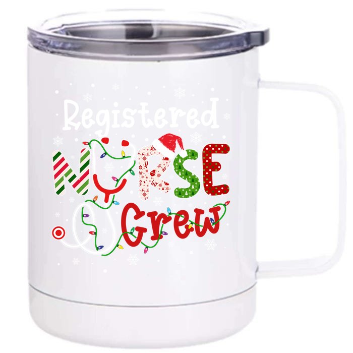 Registered Christmas Nurse Crew Nursing Christmas Pattern Gift Front & Back 12oz Stainless Steel Tumbler Cup