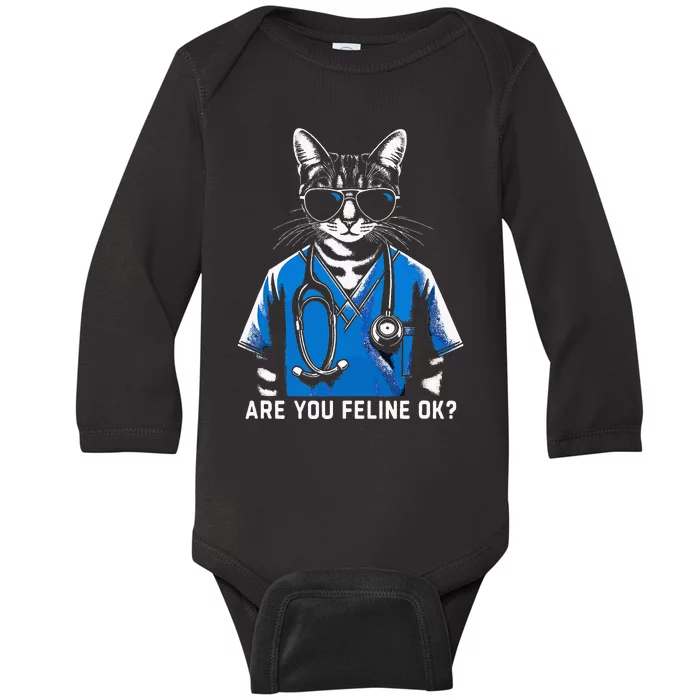 Retro Cat Nurse Gifts Nurse Week Gifts Women Baby Long Sleeve Bodysuit