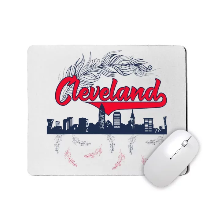 Retro Cleveland Native American Tribe Feathers Gift Mousepad