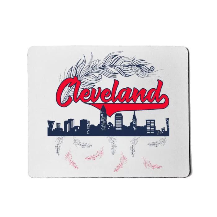 Retro Cleveland Native American Tribe Feathers Gift Mousepad