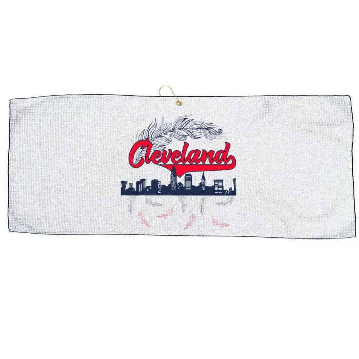 Retro Cleveland Native American Tribe Feathers Gift Large Microfiber Waffle Golf Towel